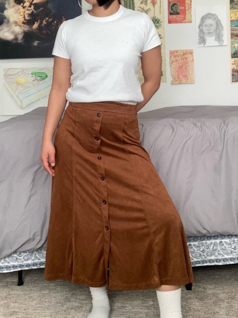 Light Weight Suede Midi Skirt